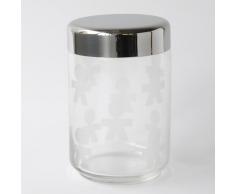 Alessi Akk37 Girotondo BoÃ®te de Cuisine HermÃ©tique en Verre SÃ©rigraphiÃ© avec Couvercle en Acier Brillant, 100 Cl