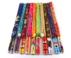 Wilk Couleur en Bois Baguettes Chinoises en Bambou Baguettes 10 Paires chargé