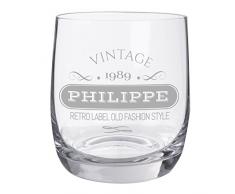Personello®Verre à Whisky avec Gravure, Motif Vintage, [nom] et [année] personnalisé, Verre à Whisky gravé “Tumbler”