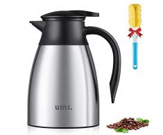 Umi. by Amazon - Pichet Isotherme, Carafe Isotherme en Acier Inoxydable Sous Vide Thermique à Double paroi - 1,0 L - Blanche