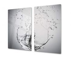Planche de cuisine en VERRE trempé – Planche à découper en verre – Couvre-plaques de cuisson – UNE PIÈCE (60x52 cm) ou DEUX PIÈCES (30x52 cm chacune);D02 Série Eau: Gouttes D'Eau 1