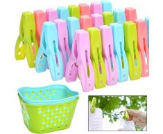 BUYGOO 72 Pinces à Linge Clips Extra Robustes Épingles Antidérapantes Ergonomique Poignée Souple Résistantes à la Rouille et au Vent Intérieur Extérieur Étendoir Corde a Linge Couleurs Aléatoires