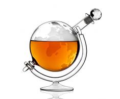 LIGHT Globe en Verre à Whisky Carafe avec Bouchon et Cradle, du Monde Vintage Design Carafe à Whisky Idéal pour Rum, Brandy et Liqueur de Flux coupelles à Bords