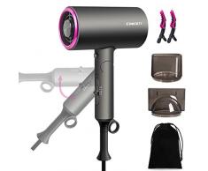 Sumgott Professionnel Ionique Sèche cheveux, Voyage Pliable Petit Hair Dryer, Utilisation de la technologie ionique de soin des cheveux,Disponible en Trois Vitesses, Deux Buses de Coiffage
