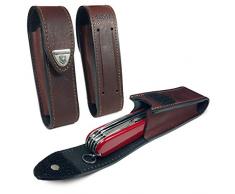 Victorinox Victorinox Couteau de poche / Personnalisé Pochette en cuir véritable Swiss Army Lockable Tool avec attache crochet (2-4 couches) [Hiker Couteau, Original Suisse Couteau] - Brun