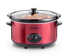 VonShef Schongarer Mijoteuse 6,5 L avec couvercle en verre - Acier inoxydable