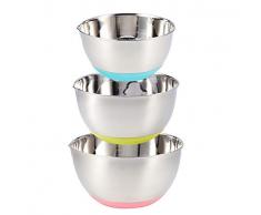 3 Pièces Bol à Mélanger en Acier Inoxydable,Saladier Inox Bol avec Base en Silicone Antidérapante,1.5L,3L,5L Bol