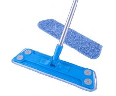 MR.SIGA balai à plat microfibre pour nettoyage des sols bois dur, carrelage et marbre - dimension de semelle: 41cm x 11.5cm, comprend 2 gratuits chiffons en microfibre de rechange