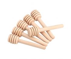 Estink Cuillère de Miel, 50 x Dométiques Spargimiel Bois Agitation Bâton Cuillère Tuffo Portable Mini Agitateur Sticks Jam Jar Distributeur Drizzle Honey Wooden pour Café Latte Thé 10.5cm