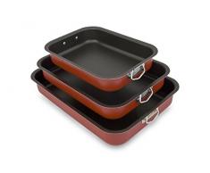 Menax - Plat à Four avec Poignées - Revêtement Antiadhésif - Set 3 - Made in Italy
