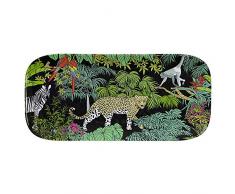 Les Jardins de la Comtesse - Petit Plateau rectangulaire en Mélamine Pure Noir/Vert – Gateaux/Cake - Plat Long de Présentation du Service de Table Jungle - Collection Vaisselle MelARTmine - 37,5 cm