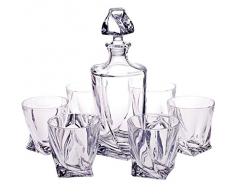 Cristalica QUADRO SPIRIT Ensemble de 6 verres à whisky + carafe à décanter en cristal au plomb allemand brillant livré dans coffret cadeau