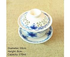 Tasse à Thé en Nid dabeille en Céramique Gaiwan Kungfu Tasses À Thé Et Soucoupe Soupière Porcelaine Ensemble De Thé Couvercle Bol, Style-7