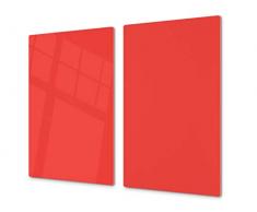 Planche à découper en verre trempé – Couvre-cuisinière et protège-plain de travail en verre résistant – UNE PIÈCE (60x52 cm) ou DEUX PIÈCES (30x52 cm chacune); D18 Série de couleurs: F Rouge Clair
