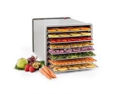 Klarstein Fruit Jerky Pro 8 - déshydrateur, Robot déshydrateur, 630 w, 8 Niveaux, Plateaux indépendants, température réglable, séchage sur 0,86 m², boîtier INOX, façade INOX, Notice, Argent