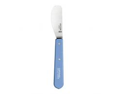 Opinel Couteau à Tartiner Motif n ° 117 - Couteau à beurre avec manche bois hêtre coloré bleu clair