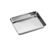 Homyl Plateau de Service- Carrée- Acier Inoxydable- Plat Service- Cuisine- Assiette Inox- Nourriture/Servir - Argent-M