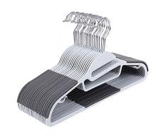 SONGMICS Cintres en plastique, lot de 20, bandes antiglisse, crochet pivotant à 360°, pour vestes, chemises, écharpes, loingueur 41,5 cm, Gris Clair et Gris Foncé CRP41G