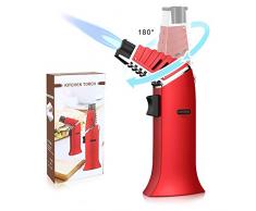 Bearbro Chalumeau de Cuisine Professionnel,Chalumeau culinaire,Bruleur Torche Culinaire Réglable Deux Flamme pour Barbecue DIY, Creme(Gaz Non Inclus)