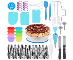 120 pcs Plateau Tournant Gateau,kits de décoration de gâteaux, moules à muffins, parfaits pour les débutants et les outils de préparation de gâteaux
