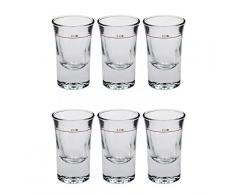 Bormioli Rocco Dublino verre à liqueur 34ml, avec remplissage marque à 2cl, anneau rouge, 6 verre