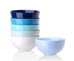 LOVECASA, Bols à Petit Déjeuner en Porcelaine, Bols Japonais à Soupe (6 Pièces- Bleu Dégradé, 5- 480ML)