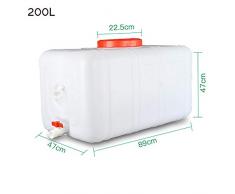 JB-Shuixiang Réservoir d'eau avec Robinet, Horizontal en Plastique Épais Réservoir d'eau, Seau Rectangulaire avec Couvercle, Anti-âge, Blanc (Size : 200L)