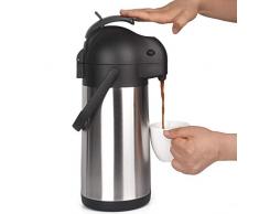 Cresimo – 2.2L Airpot Fontaine Isotherme à Double Paroi – Action de Levier - Carafe à Café En Acier Inoxydable - Verseuse Thermique À Pompe Qui Garde Les Liquides Chauds De 12 Hrs Ou Froids De 24 Hrs