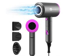 Sèche-cheveux, Slopehill 1800W Sèche Cheveux à Séchage Rapide avec ions négatifs, Sèche Cheveux de Voyage pliable, 3 concentrateur magnétique et diffuseur, 3 réglages de température, 2 vitesses