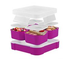 Boîte à bento Fun Life, boîte à lunch pour enfants Boîte à lunch avec 5 compartiments, couvercle du conteneur étanche sans BPA pour lécole, le pique-nique, les excursions