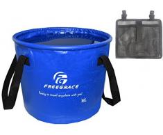 Seau pliant et compact supérieur par Freegrace – Réservoir à eau pliable et portatif – léger et durable – Offert en plusieurs couleurs et grandeurs (Bleu Marin, 16L)
