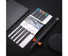 Hongyantech 5 Couleurs Baguettes Ensemble de 5 Baguettes Baguettes japonaises Baguettes en Alliage réutilisables lavables K2