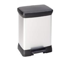 CURVER | Poubelle à pédale rectangulaire 30L Aspect Métal, Métal, Metal bins, 39x29x50,5 cm