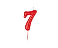 Dekora-345178 Bougie dAnniversaire Traditionnelle Numéro 7 345178, Rouge