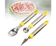 Cuillère À Creuser, 3pcs Cuillère À Melon Et Pomme Parisienne, Cuillère À Glace en Acier Inoxydable, Cuillère À Melon Pastèque Fruits Moule Boule À Melon Ice Cream Glace Cuisine Outil