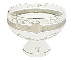 Coupelle en verre à pied, Saladier, Coupe décorative, Coupe à fruits, Collection "NOBLE" Ø26cm, platine, fait à main, verre de haute qualité, style moderne - uniques (GERMAN CRYSTAL powered by CRISTALICA)