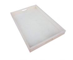 Grand plateau de service en bois brut 60 x 40 x 6 cm