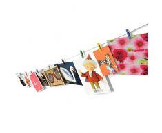 HAB & GUT -MC402- Corde en Acier 120 cm avec 10 Pinces à Linge colorées en Bois