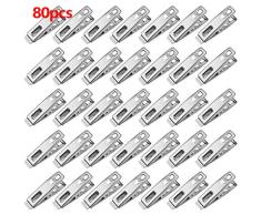 NATUCE 80PCS Pinces à Linge en Acier Inoxydable, Coupe-Vent et Antirouille, Chevilles en Acier Inoxydable, Pinces à Linge INOX, Épingles à Linge pour Serviettes Chaussettes Underwears et Vêtements
