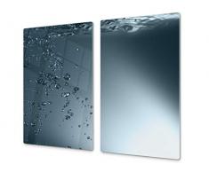 Planche de cuisine en VERRE trempé - Planche à découper en verre - Couvre-plaques de cuisson - UNE PIÈCE (60x52 cm) ou DEUX PIÈCES (30x52 cm chacune);D02 Série Eau: Eau 1