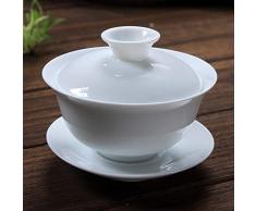 ASDFGH Blanc Gaiwan Porcelaine SoupièRe Tasse Bol Couvercle en CéRamique Tasse Kungfu Thé Tasse Accessoires, Blanc