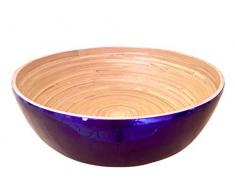 SimSimTrend Grand saladier en bambou laqué métallisé brillant XXL Ø 31 cm ou 39 cm, Lila Außenlackierung, 31 cm Durchmesser