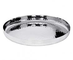 Edzard Plateau de Service Reno en Acier Inoxydable martelé, Rond, diamètre 40 cm