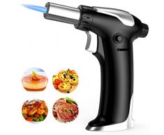 Chalumeau de Cuisine,Flambé Brûleur de avec La Serrure de Sécurité,Ajustable Flamme Torche pour Creme Brulee,Cuisson, Barbecue, Camping, DIY, Soudure(Butane Non Inclus)