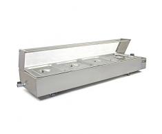 KuKoo – Vitrine Bain Marie Electrique Professionnel à 4 Bacs GN 1/2 en Acier Inoxydable