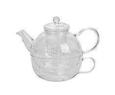 Argon Tableware Set de thé pour Une Personne Comprenant Une théière, Une Tasse et Une passoire en Verre