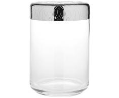Alessi Mw21/100 Dressed Pot Hermétique en Verre, Couvercle en Acier Inoxydable 18/10 Brillant avec Décoration en Relief