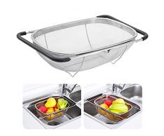 Passoire Passoire, Passoire en Acier Inoxydable Maille Rétractable Micro-Perforée Passoire pour Lavage Rinçage Fruits Légumes