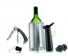 Vacu Vin 6889060 Essentiels Coffret avec Pompe/2 Bouchons/Refroidisseur/Anti-Goutte/Tire-Bouchon Sommelier