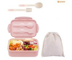 Boîte Bento Enfant Adulte Bento Box Lunch Box 3 Couverts Solides 1400ml Hermétique Passe Au Micro-Ondes Et Au Lave-Vaisselle Bento Box Kids pour Les Déjeuners Goûters Scolaires avec Sac de Transport